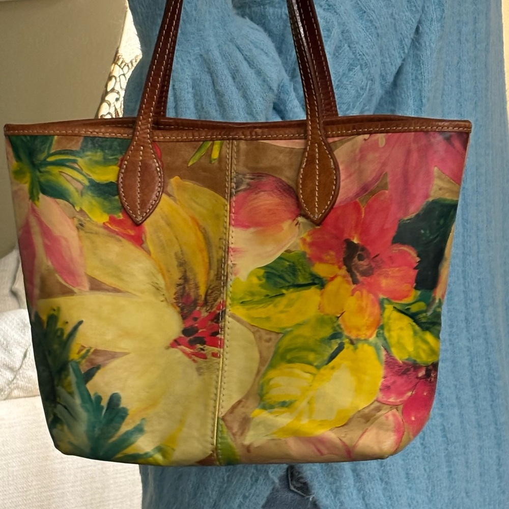 MAURIZIO TAIUTI Genuine Leather
 Floral Watercolor Tote Bag
Made in Italy - Picture 10 of 10